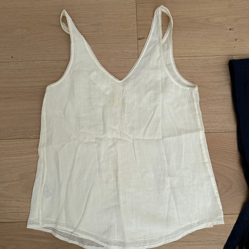 Abercrombie & Fitch y2k Cream Camisole with navy tie Belt - Picture 4 of 5